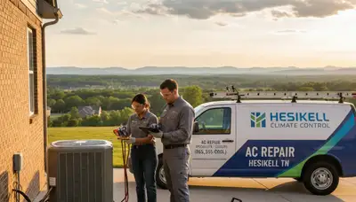 Professional AC repair technician servicing air conditioner unit in Knoxville, TN