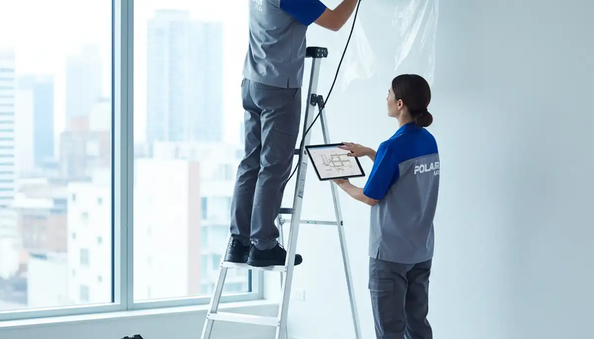 Technician performing AC repair at a home in Knoxville, TN for Five Star Cooling