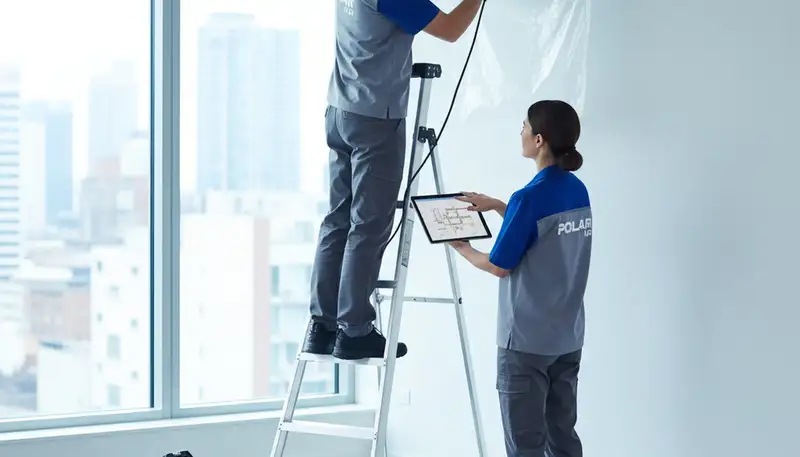 Technician performing AC repair at a home in Knoxville, TN for Five Star Cooling