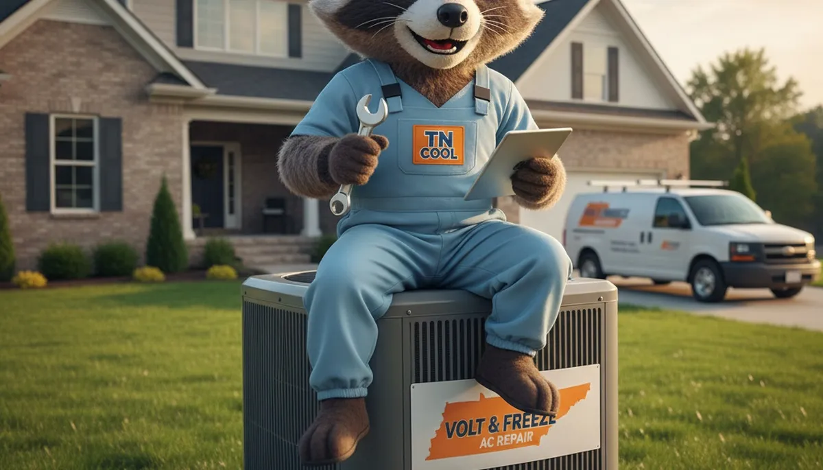Professional AC repair technician servicing air conditioner unit in Knoxville TN home