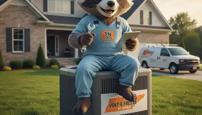 Professional AC repair technician servicing air conditioner unit in Knoxville TN home