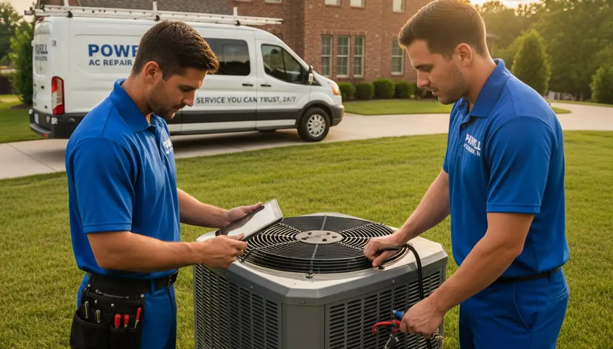 HVAC technician performing residential AC repair service in Knoxville, TN