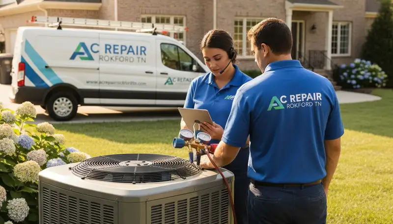 HVAC technician performing residential AC repair service in Knoxville TN