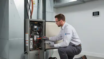 Technician performing heating repair on furnace in Knoxville, TN for Five Star Cooling