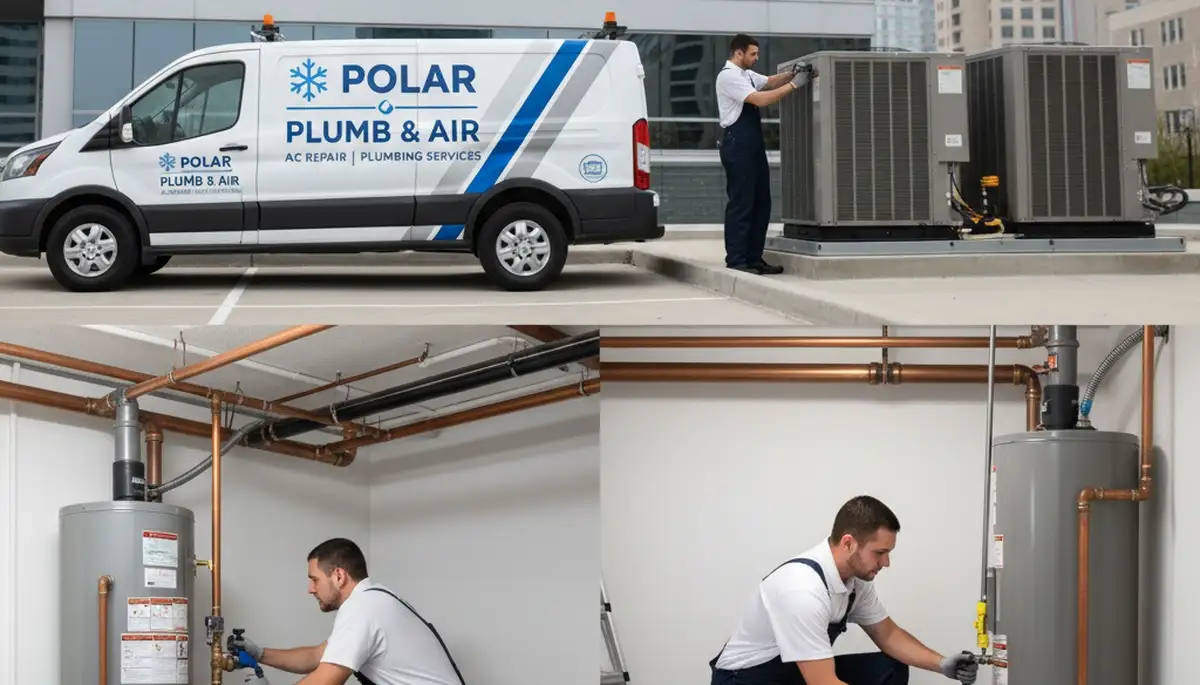 Technician fixing water heater during plumbing service in Knoxville, TN home